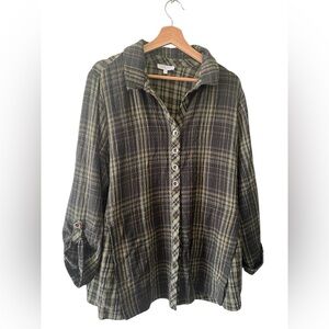 Habitat Green and Black Plaid Button-Down Shirt